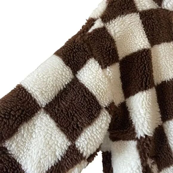 ZARA MEN combination checkered/ plaid fleece jacket  Oversized Cozy SZ S - Picture 12 of 16
